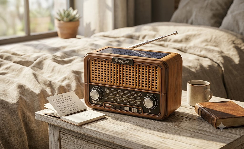 Radio Solar Vintage Bluetooth - Se Ve Retro, suena moderno, no se queda sin Batería