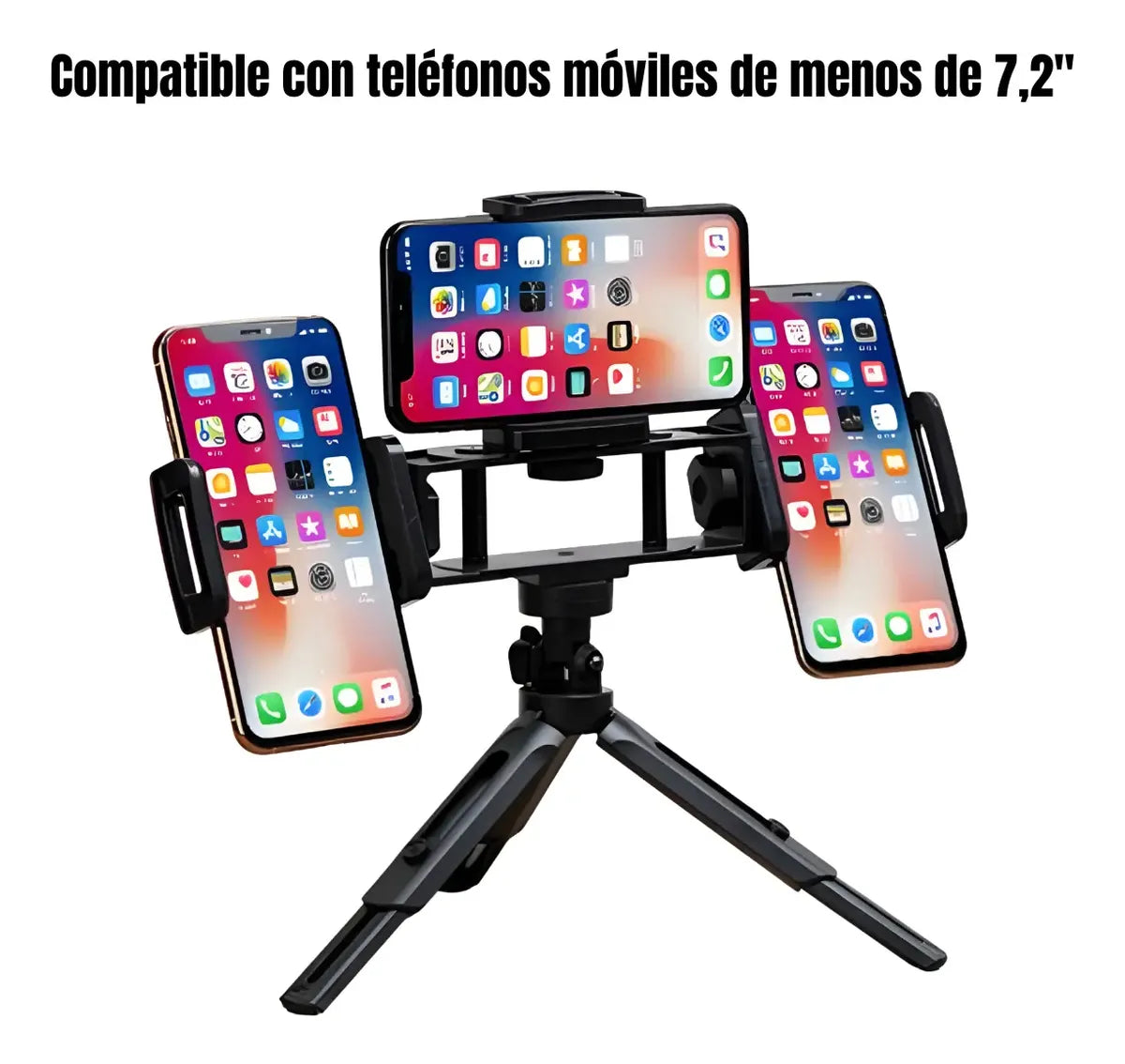 3 Celulares grabando a la vez, cero manos ocupadas - Tripode Triple